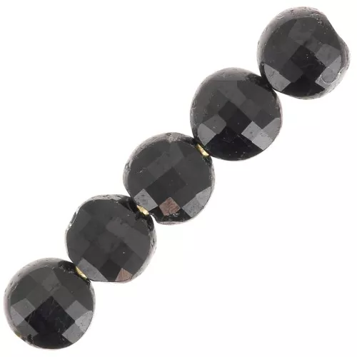 Cuentas facetadas planas - 4 mm piedras preciosas - Onix negro x10