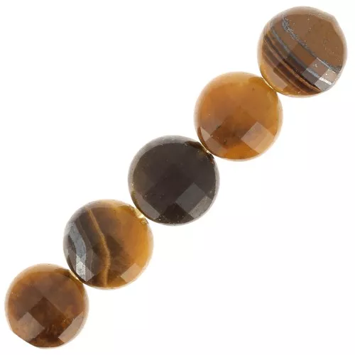 Cuentas facetadas planas - 4 mm piedras preciosas - Ojo de tigre x10