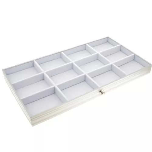 Bandeja de 12 compartimentos para maletín de joyas - Blanco x1
