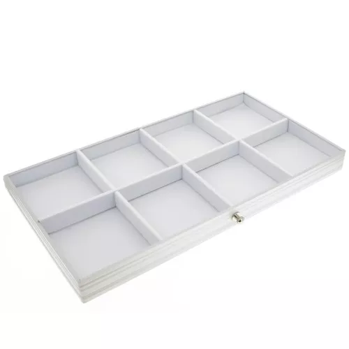 Bandeja de 8 compartimentos para estuche de joyas - Blanco x1