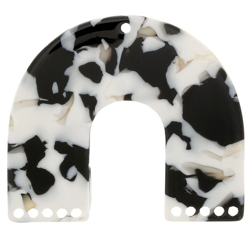 Colgante candelabro forma de U 35x40,5 mm - Carey Negro - Blanco x1