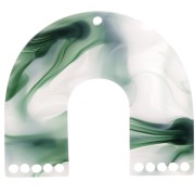 Colgante candelabro forma de U 35x40,5 mm - Verde oscuro jaspeado - Blanco x1|raw }}