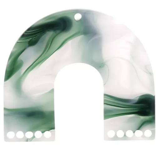 Colgante candelabro forma de U 35x40,5 mm - Verde oscuro jaspeado - Blanco x1