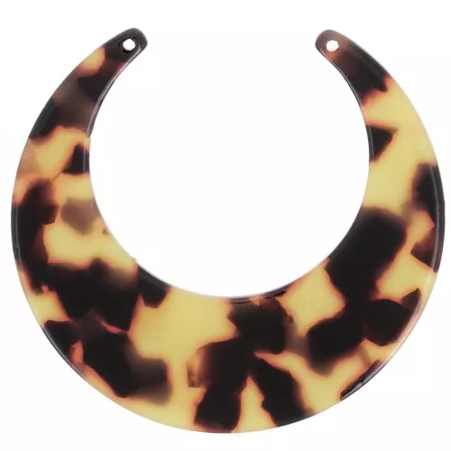 Colgante de media luna de acetato 46x49,5 mm - Carey - Marrón - Negro x1