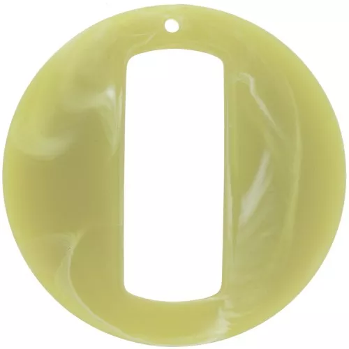 Colgante redondo de resina hueca efecto mate 39 mm - Verde claro jaspeado x1