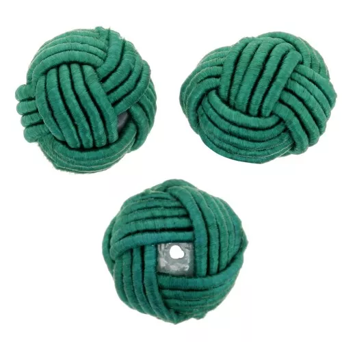 Cuenta de 12 mm cubierta con hilo de nylon - Verde x1