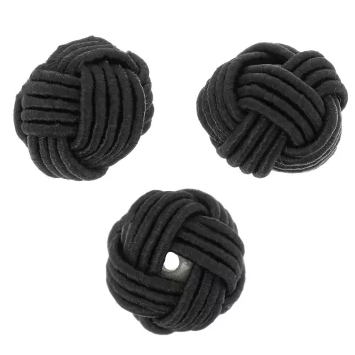 Cuenta de 12 mm cubierta con hilo de nylon - Negro x1