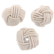 Cuenta de 12 mm cubierta con hilo de nylon - Beige x1