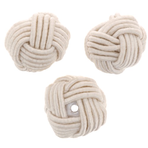 Cuenta de 12 mm cubierta con hilo de nylon - Beige x1
