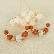 Cuenta de 12 mm cubierta con hilo de nylon - Beige x1