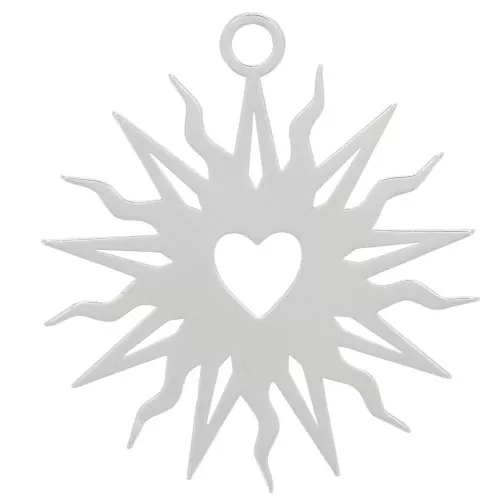 Colgante sol hueco 16 mm - motivo corazón - exclusivo de Perles&Co - Chapado en plata fina