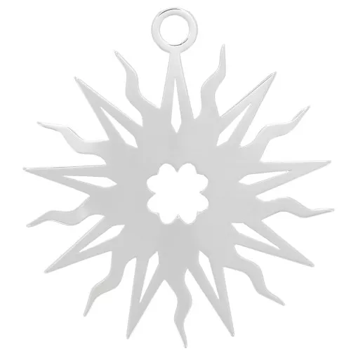 Colgante de sol hueco 16 mm - motivo de trébol - excluido Perles&Co - Chapado en plata fina