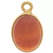 Colgante de piedra preciosa ovalada 14x9 mm Plata de Ley Dorada 925 - Cornalina x1