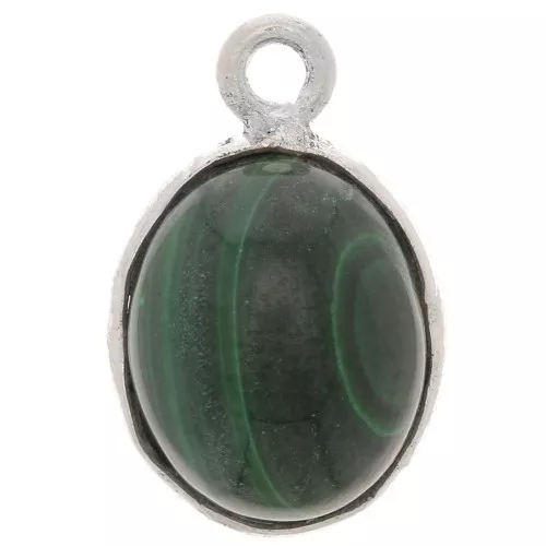 Dije de piedra ovalada 14x9 mm - Plata 925 - Malaquita x1