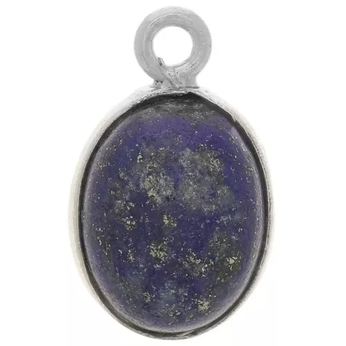 Colgante de piedra preciosa ovalada 14x9 mm - Plata 925 - Lapislázuli x1