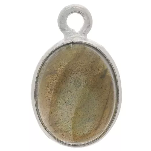Colgante de piedra preciosa ovalada 14x9 mm - Plata de ley 925 - Labradorita x1