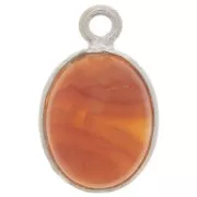 Dije de piedra ovalada 14x9 mm - Plata 925 - Cornalina x1