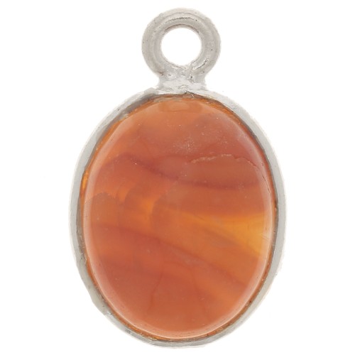 Dije de piedra ovalada 14x9 mm - Plata 925 - Cornalina x1