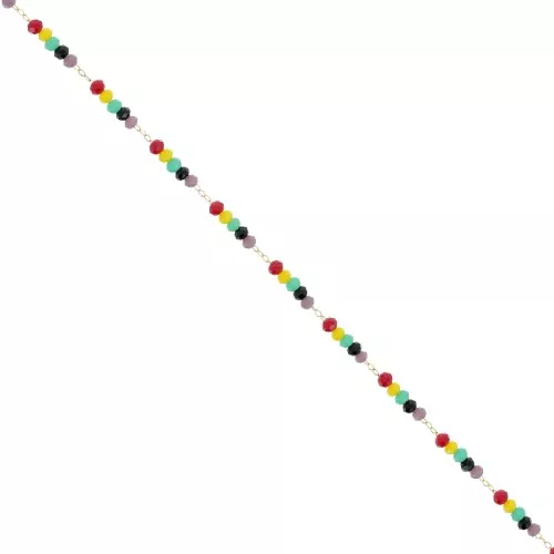 Cadena con cuentas de vidrio de 3,15 mm - Dorado - Multicolor x50cm