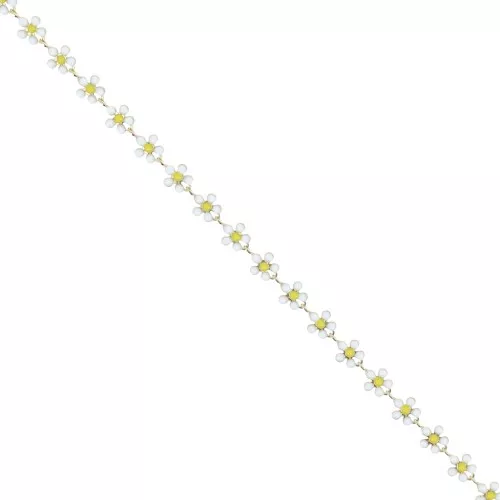 Cadena con motivo de flor de margarita en resina epoxi 5,8 mm Dorado - Blanco - Amarillo x50cm