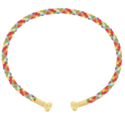 Pulsera de cordón trenzado con extremo desenroscable Multicolor - Dorado con oro fino