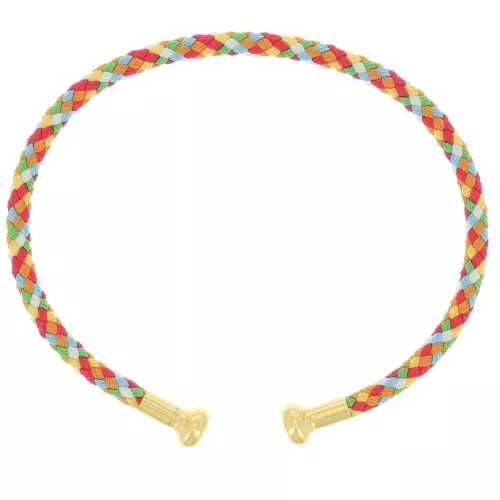 Pulsera de cordón trenzado con extremo desenroscable Multicolor - Dorado con oro fino