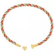 Pulsera de cordón trenzado con extremo desenroscable Multicolor - Dorado con oro fino