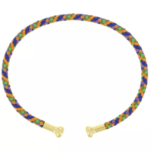 Pulsera de cordón trenzado con extremo desenroscable - Dark Multi - Dorado con oro fino