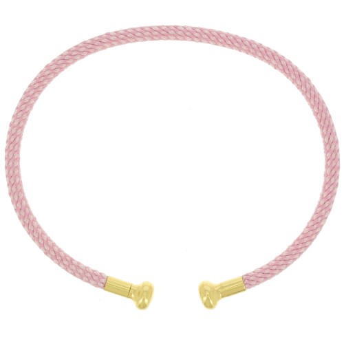 Pulsera de cordón trenzado con extremo desenroscable - Rosa claro - Dorado con oro fino