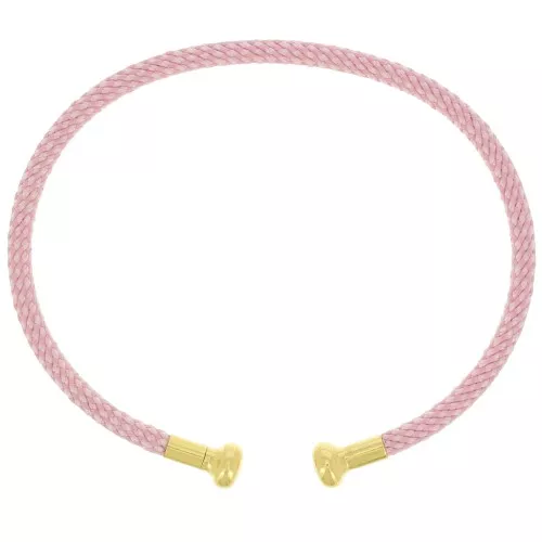Pulsera de cordón trenzado con extremo desenroscable - Rosa claro - Dorado con oro fino