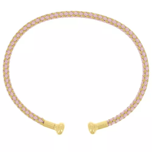 Pulsera de cordón trenzado con extremo desenroscable Rosa - Dorado - Dorado con oro fino