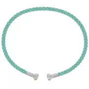 Pulsera de cordón trenzado con extremo desenroscable - Verde agua - Chapado en rodio