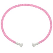 Pulsera de cordón trenzado con extremo desenroscable - Rosa - Rodio