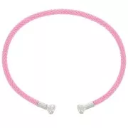 Pulsera de cordón trenzado con extremo desenroscable - Rosa - Rodio