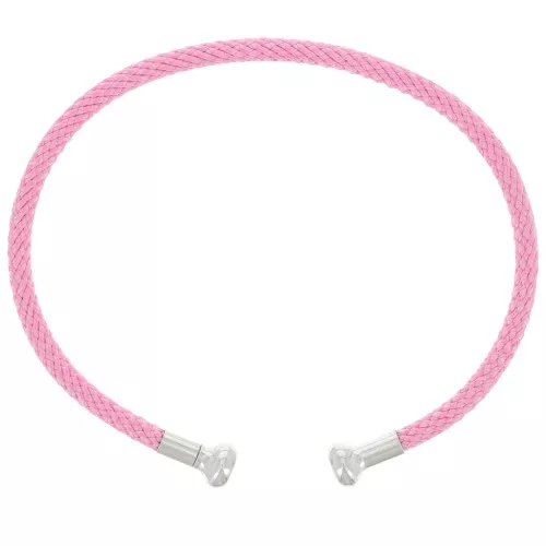 Pulsera de cordón trenzado con extremo desenroscable - Rosa - Rodio