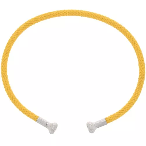 Pulsera de cordón trenzado con extremo desenroscable - Amarillo - Rodio