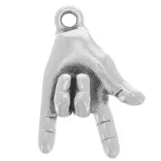 Charm de mano - Signo de te quiero - 14x9 mm - Chapado en plata antigua x1