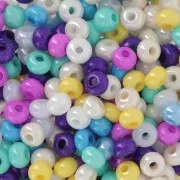 Cuentas de Rocalla Preciosa 6/0 4 mm - Mezcla opaca multicolor con brillo x 20 g