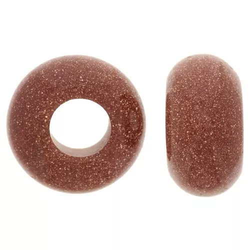 Cuenta redonda de agujero grande - donuts - 14 mm en Piedra de Dorado - Imitación Piedra del Sol x1