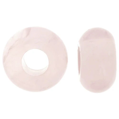 Cuenta redonda agujero grande - donuts - 14 mm piedra preciosa - Cuarzo Rosa x1