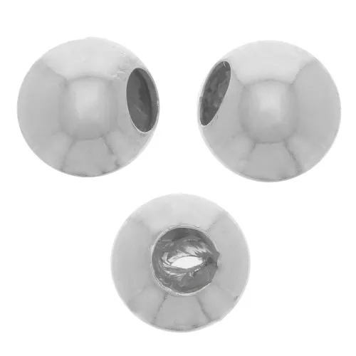Cuenta pasante de 4 mm con agujero de 1,3 mm en plata 925 x4