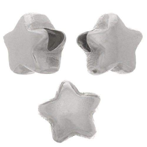 Cuenta pasante de estrella de 5 mm con agujero de 1,5 mm en plata 925 x1