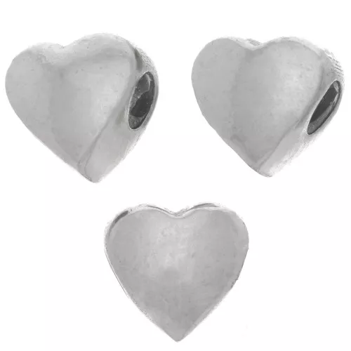 Cuenta pasante 925 en forma de corazón de 5,5 mm con agujero de 1,5 mm x1