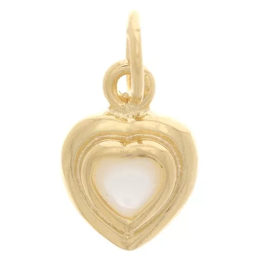 Colgante de corazón 13x9 mm con nácar - Dorado oro fino x1