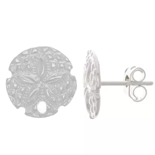 Pendientes Sand dollar 12 mm con agujero - Chapado Plata finax2