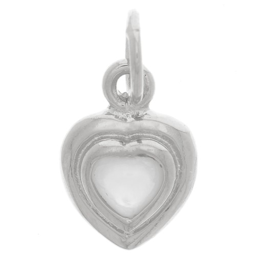 Colgante de corazón 13x9 mm con madreperla - Chapado en plata fina x1