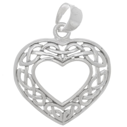 Colgante Corazón Hueco 21x20 mm - Diseño Celta - Plata 925 x1