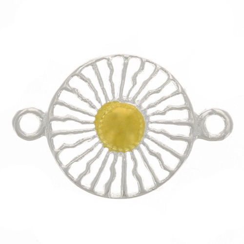 Entrepieza redondo 10 mm - motivo sol - Plata de ley 925 dorado x1