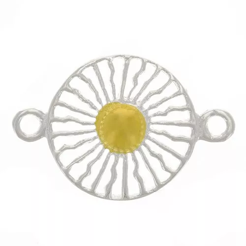 Entrepieza redondo 10 mm - motivo sol - Plata de ley 925 dorado x1