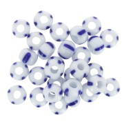 Cuentas de Rocalla Preciosa rayadas 2/0 - 6 mm - Blanco - Azul x20 g